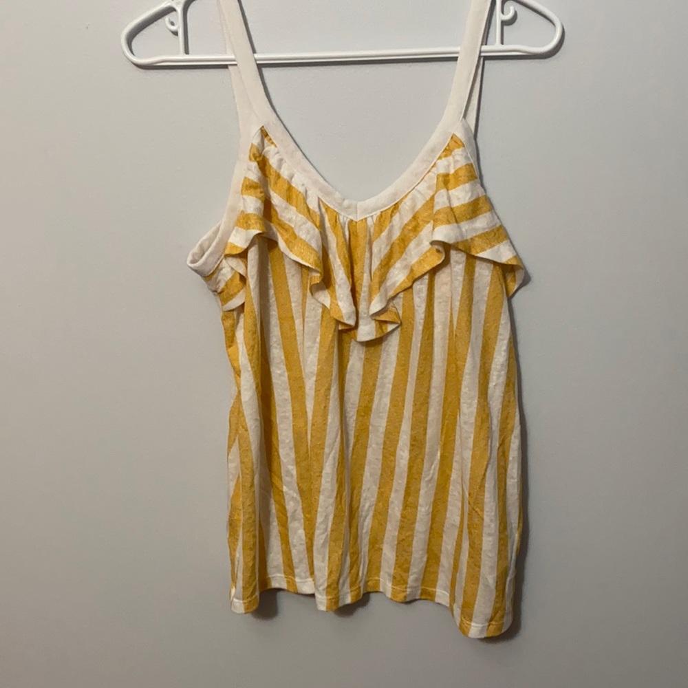 Spaghetti strap camisole top with flutter front